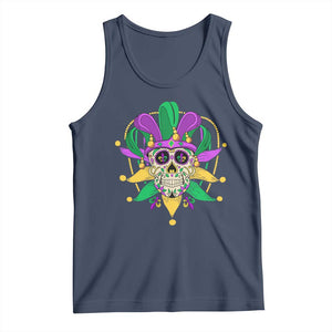 Mardi Gras Funny Sugar Skull Fat Tuesday New Orleans Tank Top TS09 Navy Print Your Wear