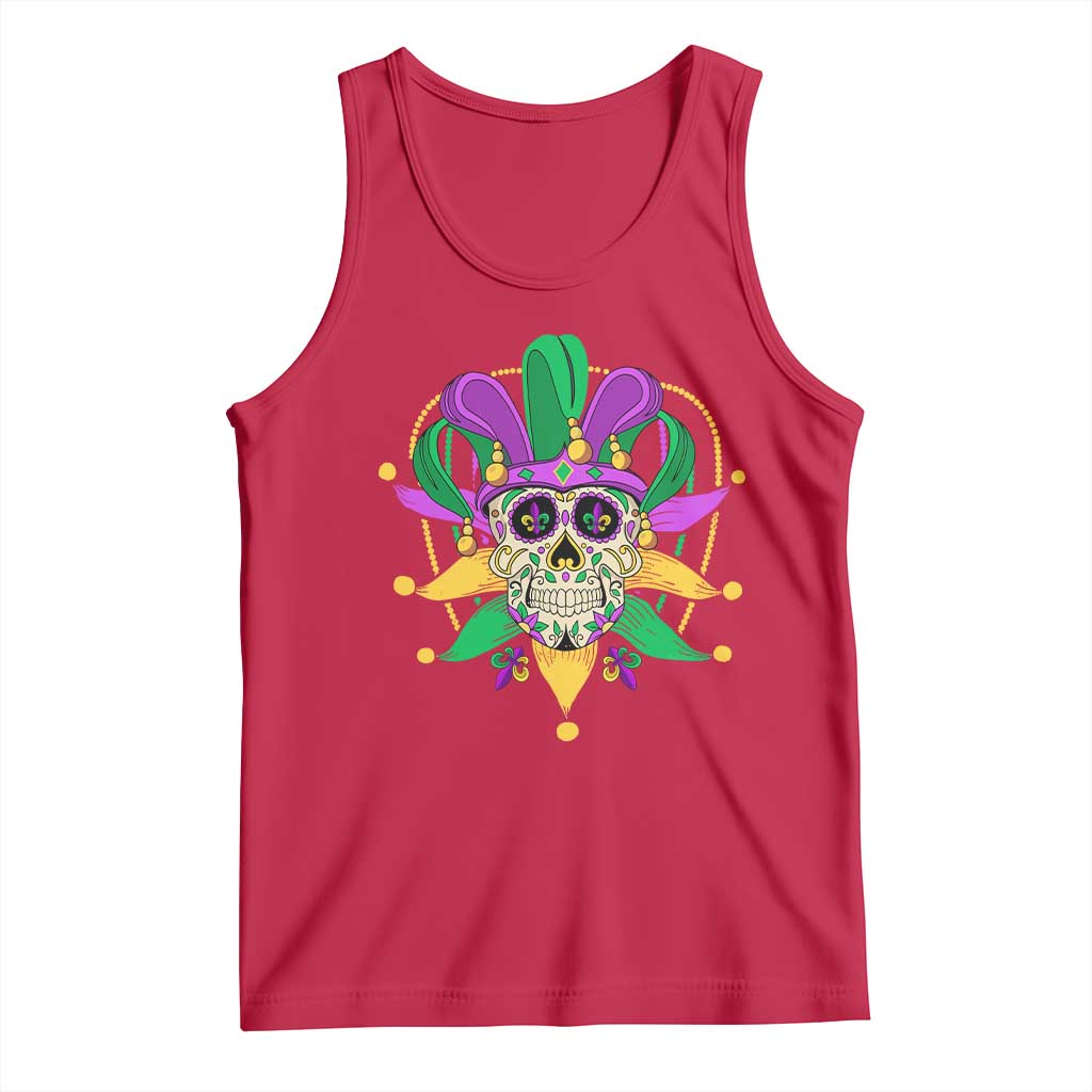 Mardi Gras Funny Sugar Skull Fat Tuesday New Orleans Tank Top TS09 Red Print Your Wear