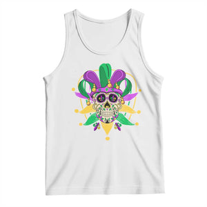 Mardi Gras Funny Sugar Skull Fat Tuesday New Orleans Tank Top TS09 White Print Your Wear