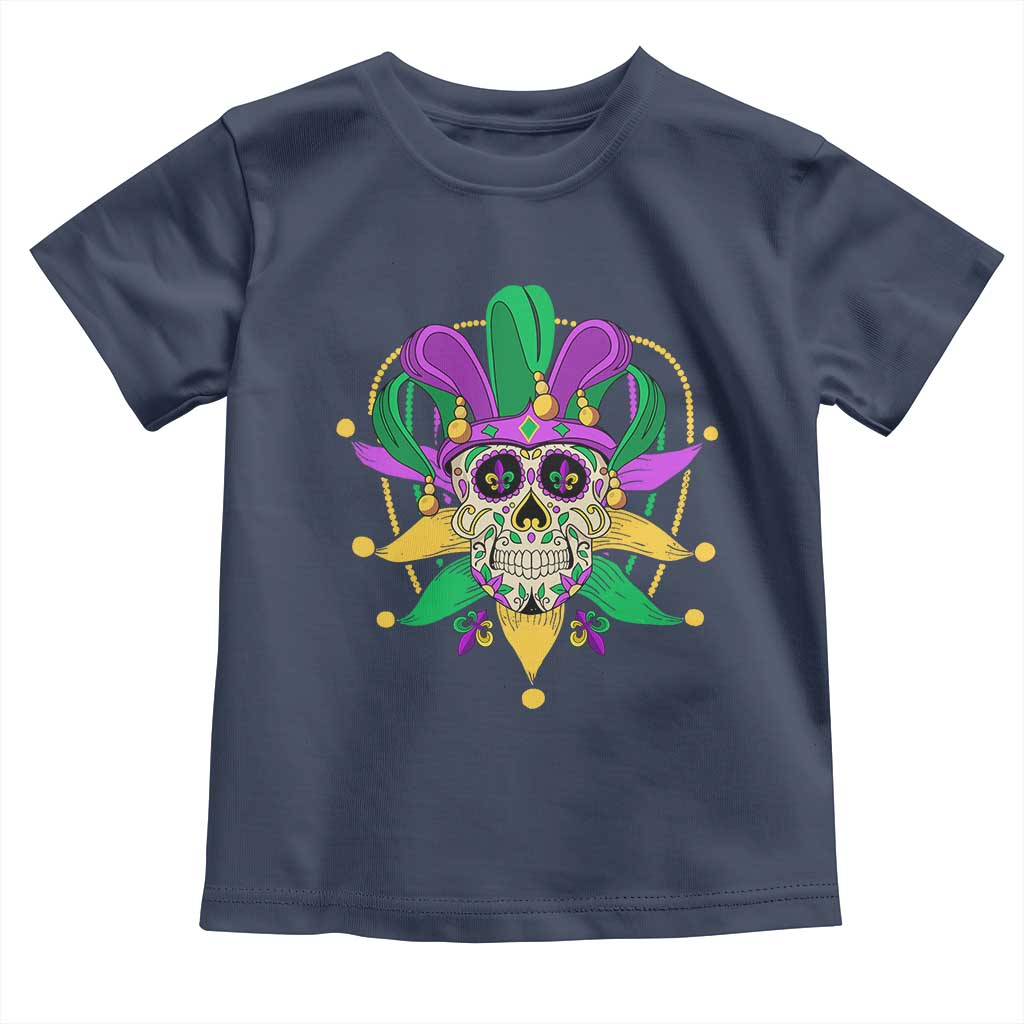 Mardi Gras Funny Sugar Skull Fat Tuesday New Orleans Toddler T Shirt TS09 Navy Print Your Wear