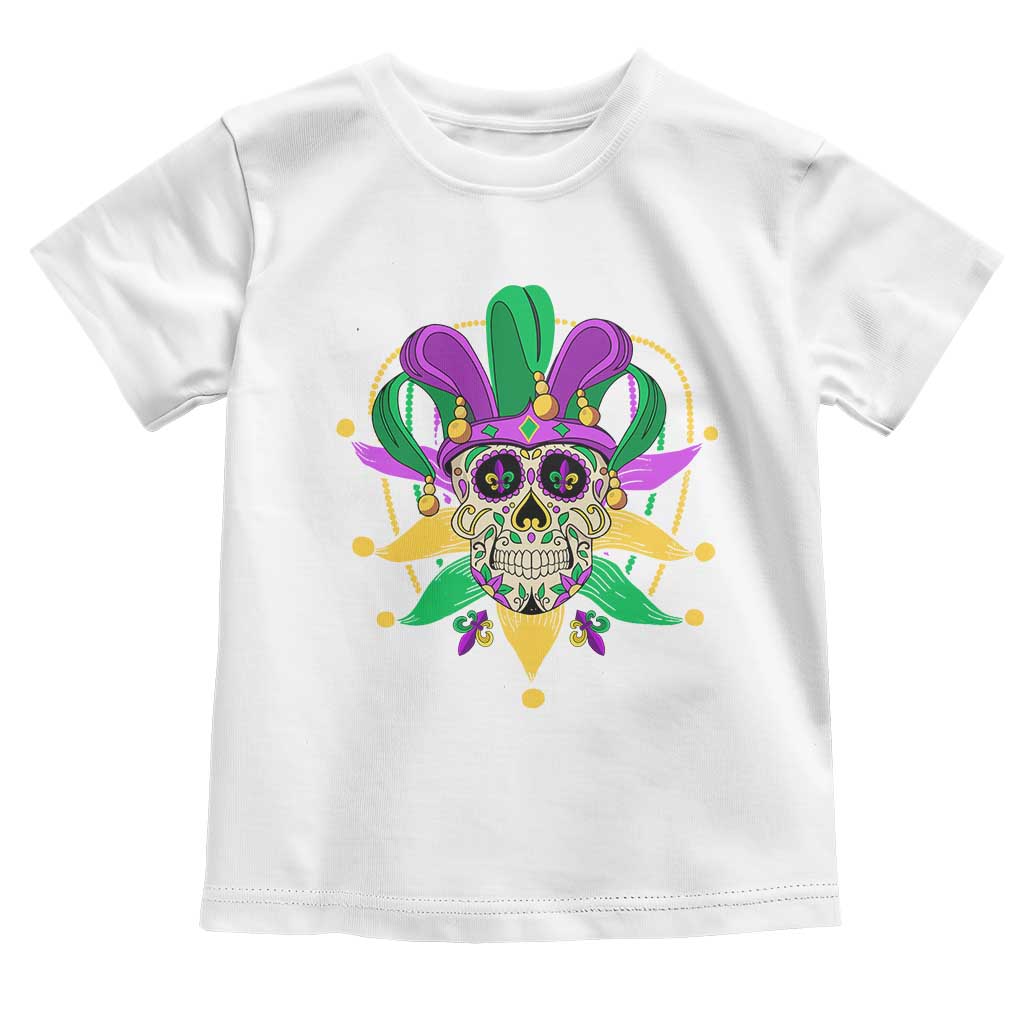 Mardi Gras Funny Sugar Skull Fat Tuesday New Orleans Toddler T Shirt TS09 White Print Your Wear