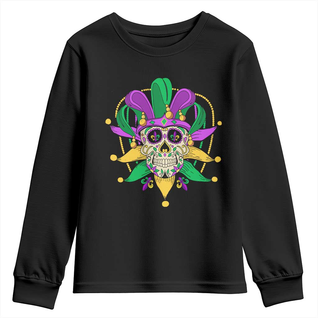 Mardi Gras Funny Sugar Skull Fat Tuesday New Orleans Youth Sweatshirt TS09 Black Print Your Wear