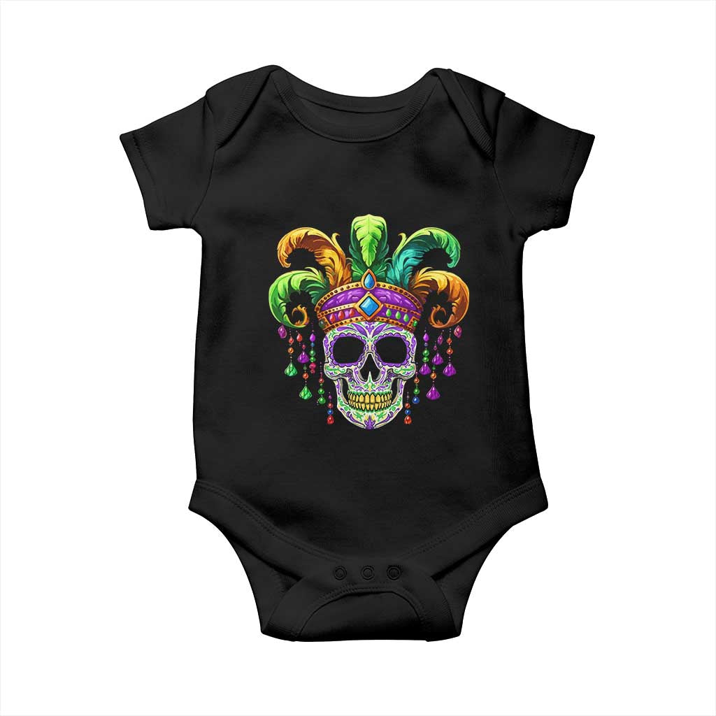 Mardi Gras Beads Sugar Skull Fat Tuesday New Orleans Baby Onesie TS09 Black Print Your Wear