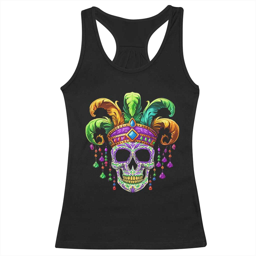 Mardi Gras Beads Sugar Skull Fat Tuesday New Orleans Racerback Tank Top TS09 Black Print Your Wear