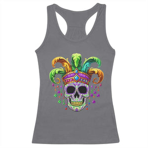 Mardi Gras Beads Sugar Skull Fat Tuesday New Orleans Racerback Tank Top TS09 Charcoal Print Your Wear