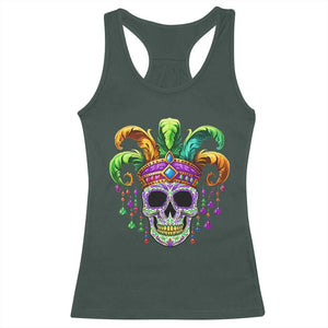 Mardi Gras Beads Sugar Skull Fat Tuesday New Orleans Racerback Tank Top TS09 Dark Forest Green Print Your Wear