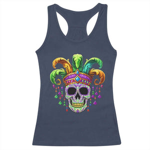Mardi Gras Beads Sugar Skull Fat Tuesday New Orleans Racerback Tank Top TS09 Navy Print Your Wear