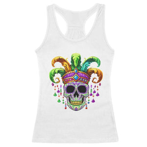 Mardi Gras Beads Sugar Skull Fat Tuesday New Orleans Racerback Tank Top TS09 White Print Your Wear