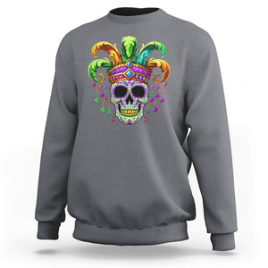 Mardi Gras Beads Sugar Skull Fat Tuesday New Orleans Sweatshirt TS09 Charcoal Printyourwear