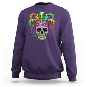 Mardi Gras Beads Sugar Skull Fat Tuesday New Orleans Sweatshirt TS09 Purple Printyourwear