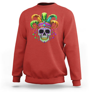 Mardi Gras Beads Sugar Skull Fat Tuesday New Orleans Sweatshirt TS09 Red Printyourwear
