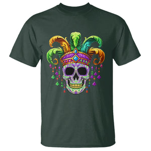 Mardi Gras Beads Sugar Skull Fat Tuesday New Orleans T Shirt TS09 Dark Forest Green Printyourwear