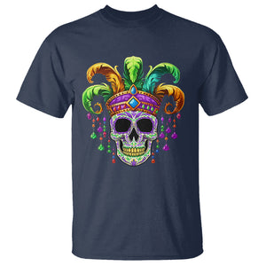Mardi Gras Beads Sugar Skull Fat Tuesday New Orleans T Shirt TS09 Navy Printyourwear