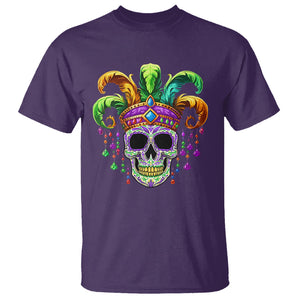 Mardi Gras Beads Sugar Skull Fat Tuesday New Orleans T Shirt TS09 Purple Printyourwear