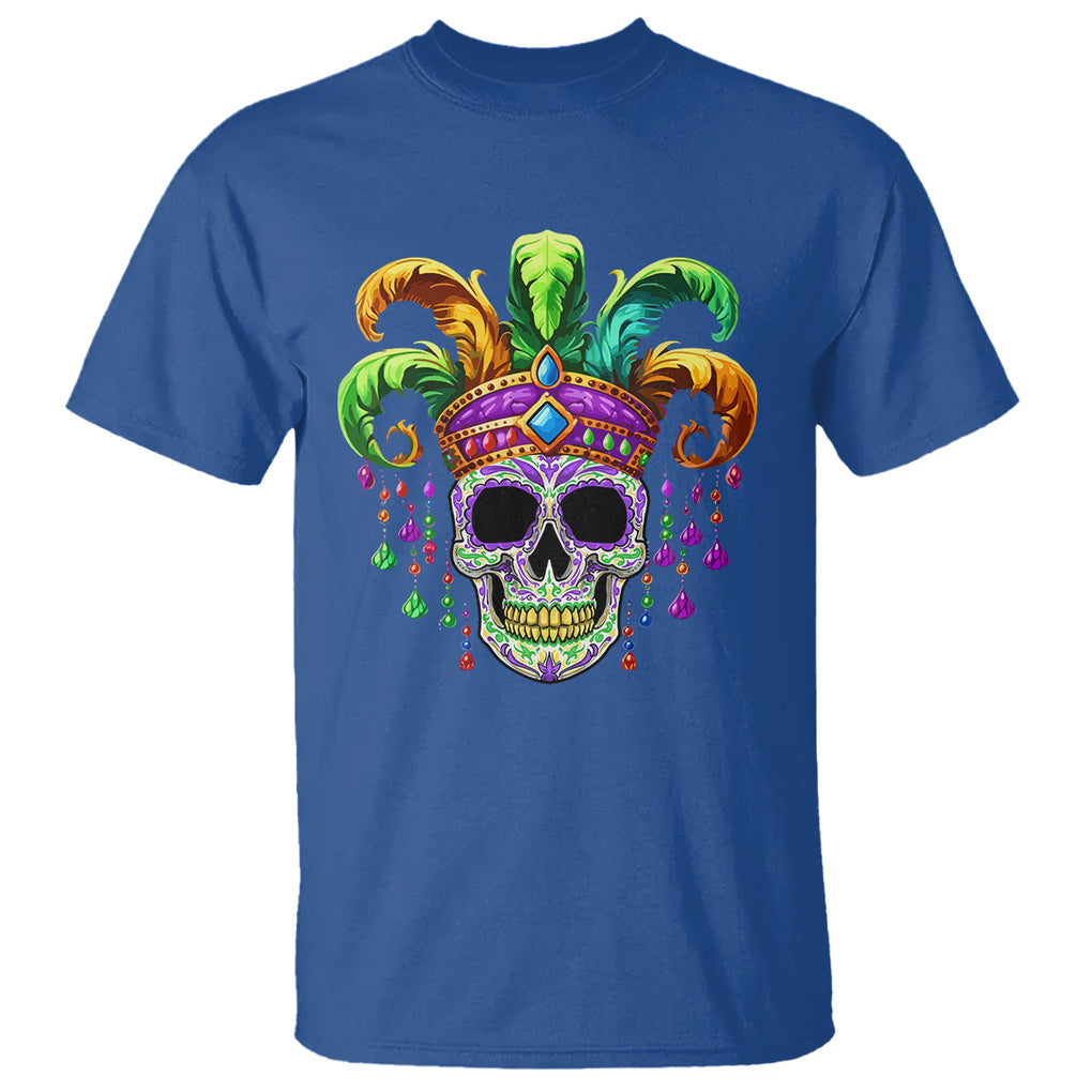 Mardi Gras Beads Sugar Skull Fat Tuesday New Orleans T Shirt TS09 Royal Blue Printyourwear