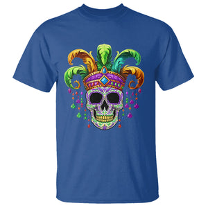 Mardi Gras Beads Sugar Skull Fat Tuesday New Orleans T Shirt TS09 Royal Blue Printyourwear