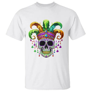 Mardi Gras Beads Sugar Skull Fat Tuesday New Orleans T Shirt TS09 White Printyourwear