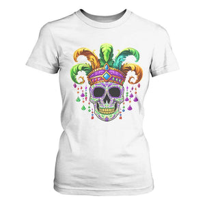 Mardi Gras Beads Sugar Skull Fat Tuesday New Orleans T Shirt For Women TS09 White Print Your Wear