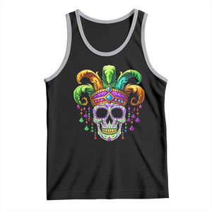 Mardi Gras Beads Sugar Skull Fat Tuesday New Orleans Tank Top TS09 Black Athletic Heather Print Your Wear