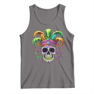 Mardi Gras Beads Sugar Skull Fat Tuesday New Orleans Tank Top TS09 Deep Heather Print Your Wear