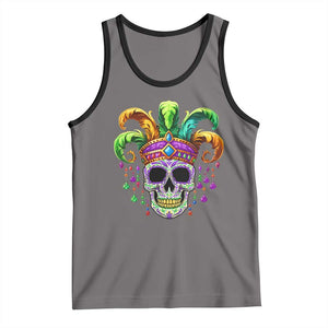 Mardi Gras Beads Sugar Skull Fat Tuesday New Orleans Tank Top TS09 Deep Heather Black Print Your Wear