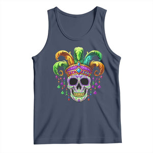 Mardi Gras Beads Sugar Skull Fat Tuesday New Orleans Tank Top TS09 Navy Print Your Wear