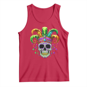 Mardi Gras Beads Sugar Skull Fat Tuesday New Orleans Tank Top TS09 Red Print Your Wear