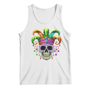 Mardi Gras Beads Sugar Skull Fat Tuesday New Orleans Tank Top TS09 White Print Your Wear