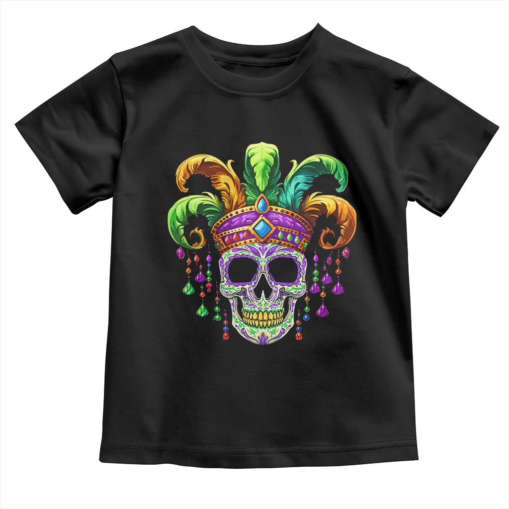 Mardi Gras Beads Sugar Skull Fat Tuesday New Orleans Toddler T Shirt TS09 Black Print Your Wear