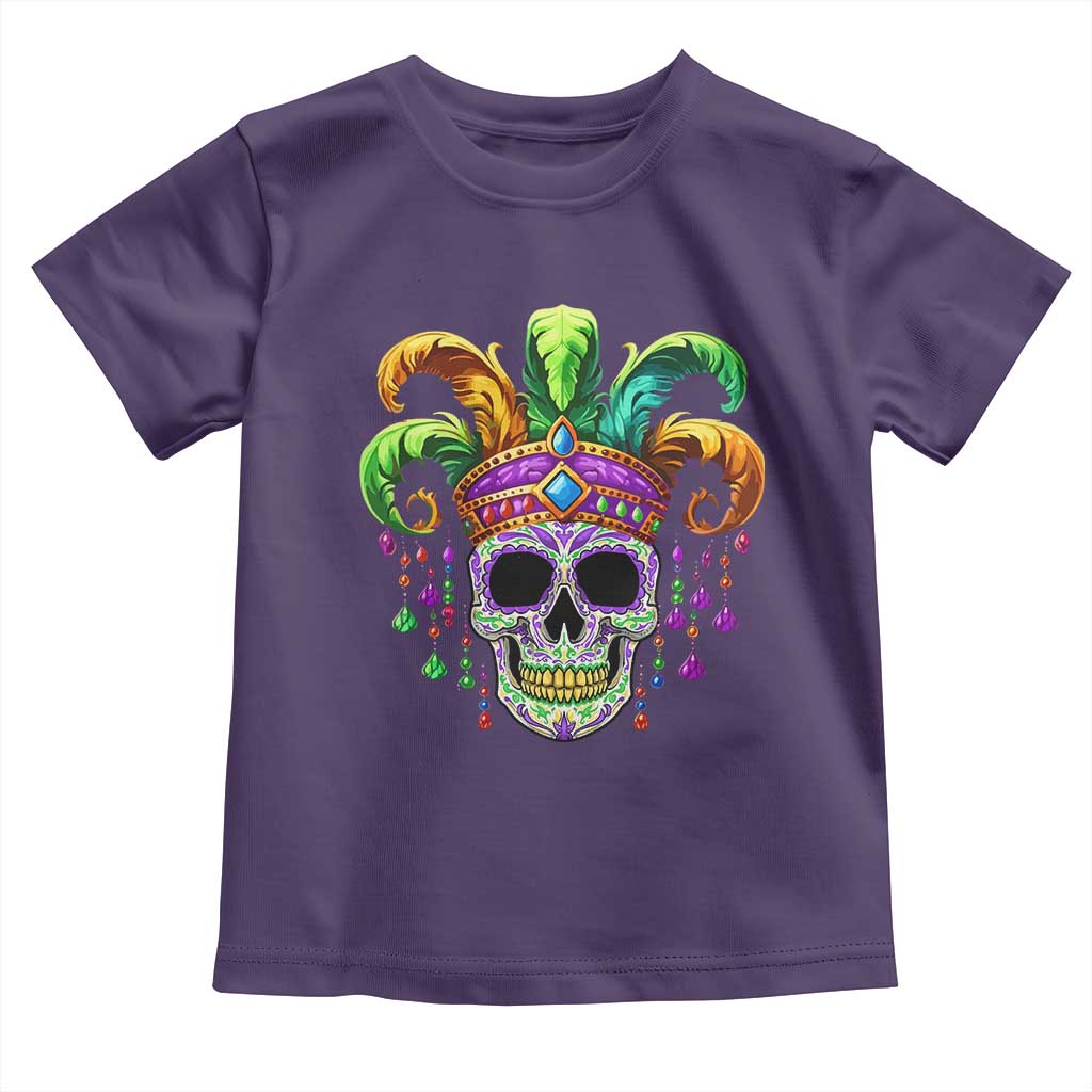 Mardi Gras Beads Sugar Skull Fat Tuesday New Orleans Toddler T Shirt TS09 Purple Print Your Wear