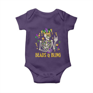 Mardi Gras Funny Skeleton Beads And Bling Baby Onesie TS09 Purple Print Your Wear
