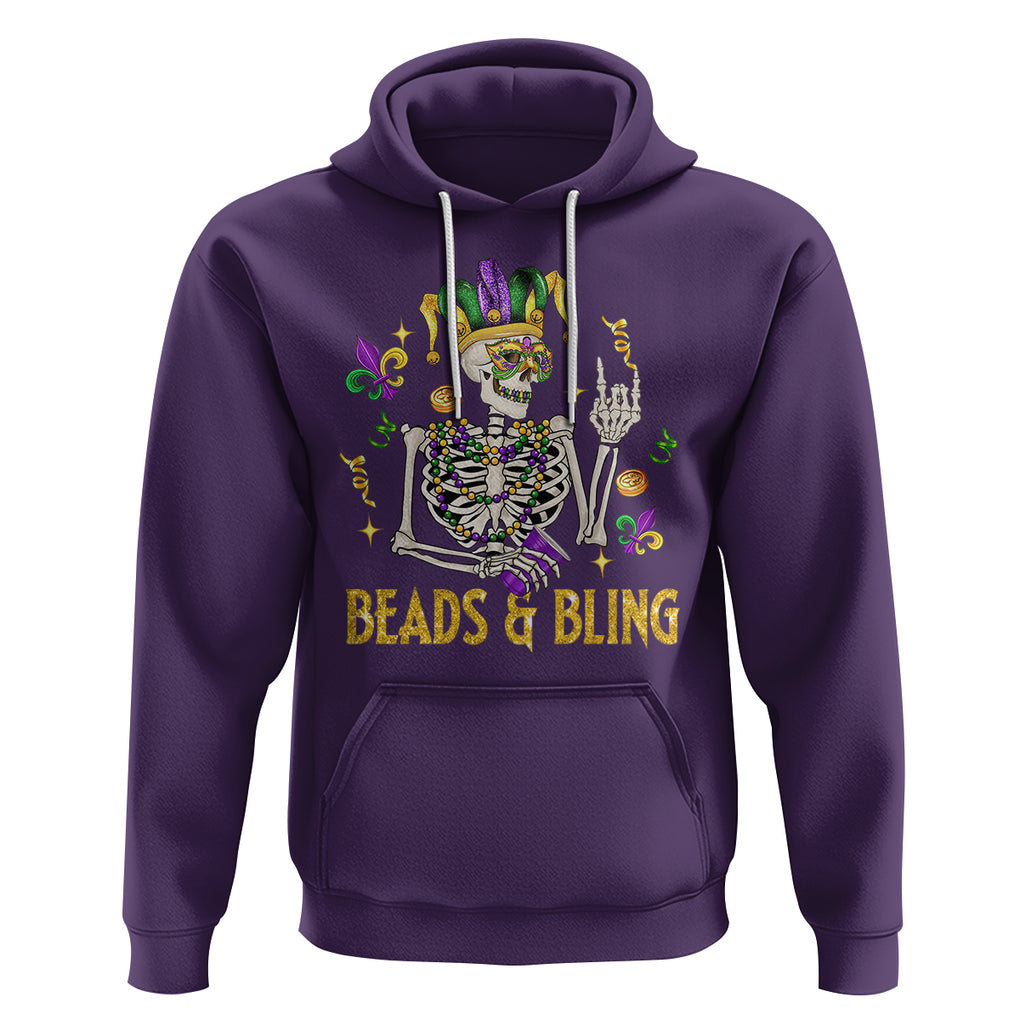 Mardi Gras Funny Skeleton Beads And Bling Hoodie TS09 Purple Printyourwear