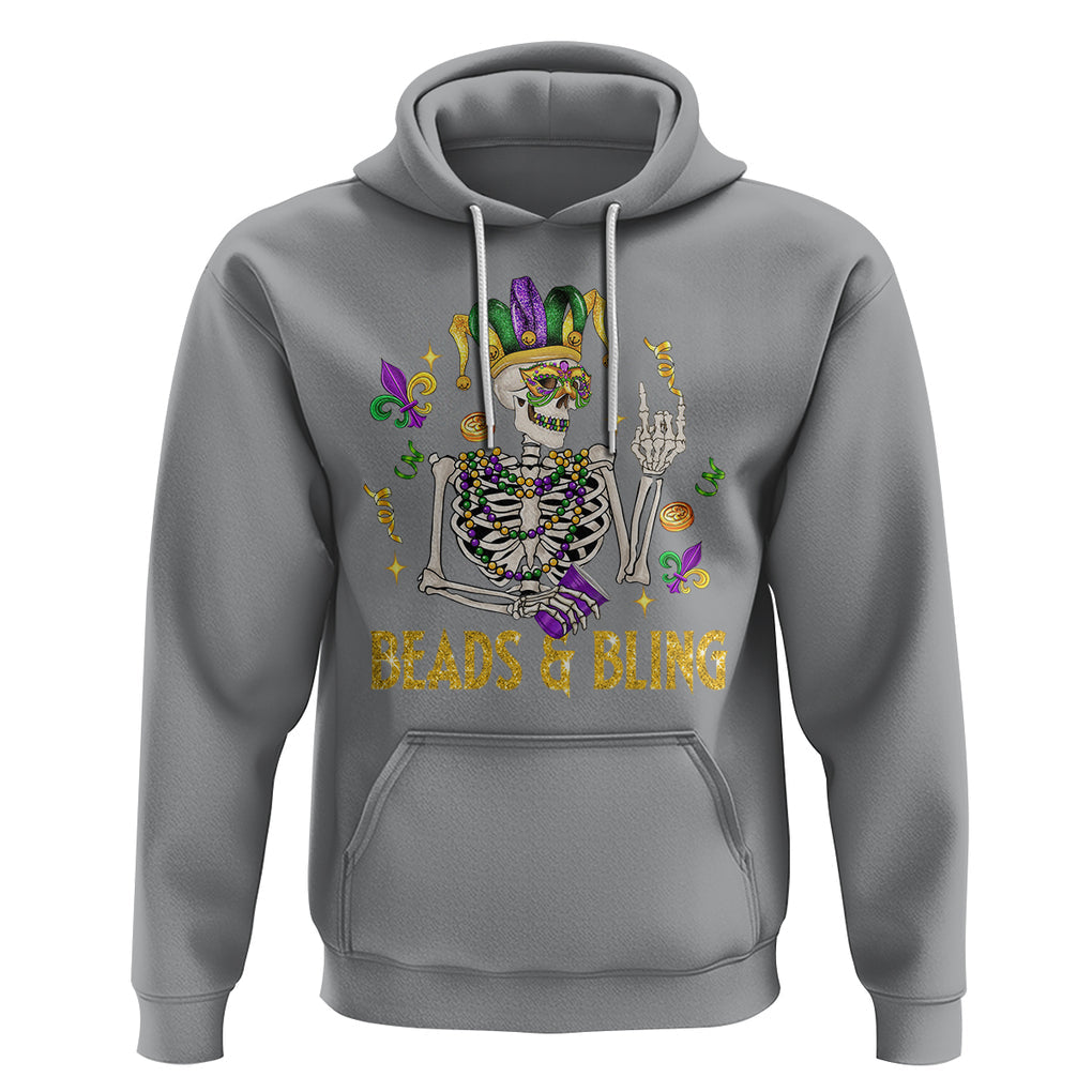 Mardi Gras Funny Skeleton Beads And Bling Hoodie TS09 Sport Gray Printyourwear