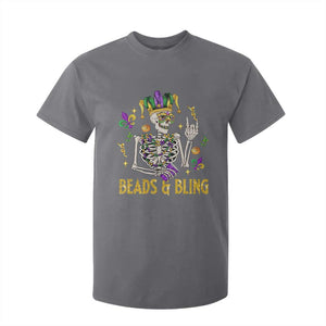 Mardi Gras Funny Skeleton Beads And Bling T Shirt For Kid TS09 Charcoal Print Your Wear