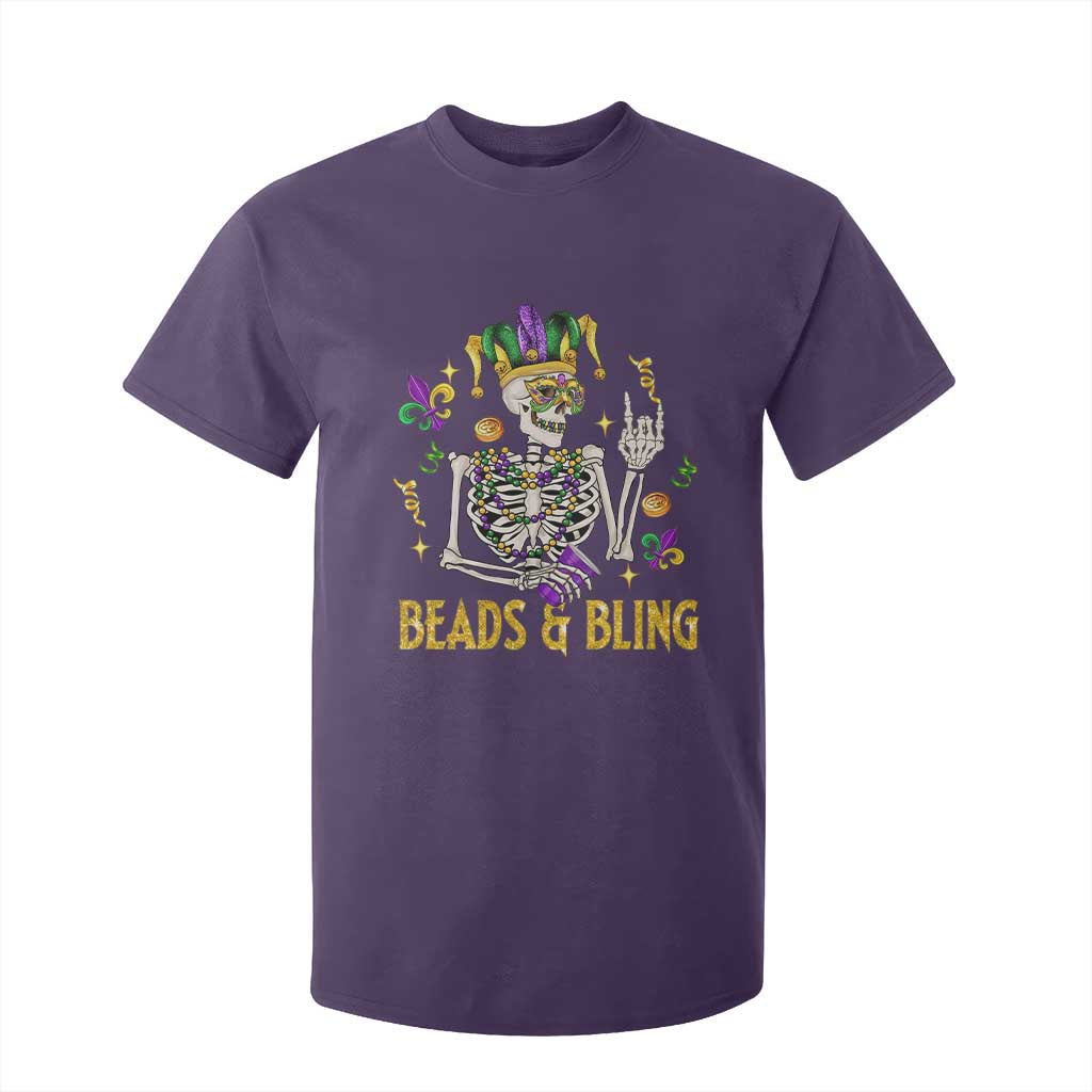 Mardi Gras Funny Skeleton Beads And Bling T Shirt For Kid TS09 Purple Print Your Wear