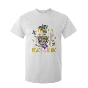 Mardi Gras Funny Skeleton Beads And Bling T Shirt For Kid TS09 White Print Your Wear