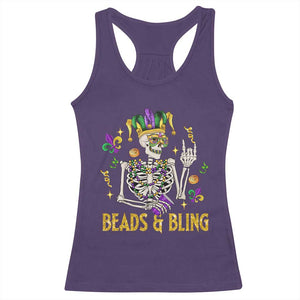 Mardi Gras Funny Skeleton Beads And Bling Racerback Tank Top TS09 Purple Print Your Wear