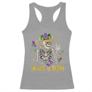 Mardi Gras Funny Skeleton Beads And Bling Racerback Tank Top TS09 Sport Gray Print Your Wear