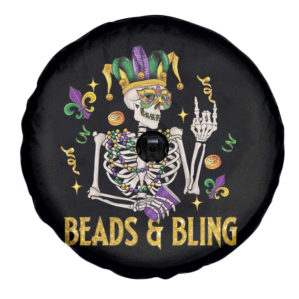 Mardi Gras Funny Skeleton Beads And Bling Spare Tire Cover TS09 Print Your Wear