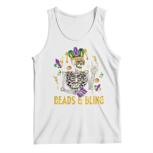 Mardi Gras Funny Skeleton Beads And Bling Tank Top TS09 White Print Your Wear