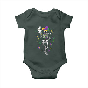 Mardi Gras Funny Jester Skeleton Dancing With Cat Baby Onesie TS09 Print Your Wear