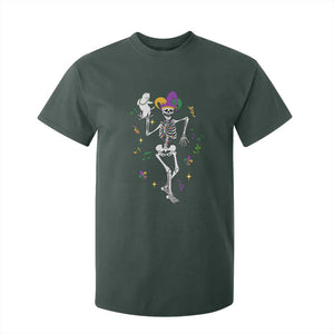 Mardi Gras Funny Jester Skeleton Dancing With Cat T Shirt For Kid TS09 Dark Forest Green Print Your Wear