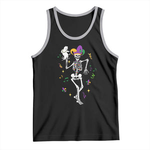 Mardi Gras Funny Jester Skeleton Dancing With Cat Tank Top TS09 Black Athletic Heather Print Your Wear