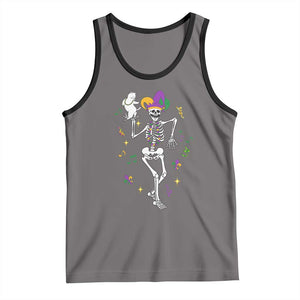 Mardi Gras Funny Jester Skeleton Dancing With Cat Tank Top TS09 Deep Heather Black Print Your Wear