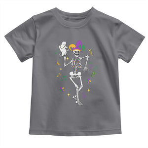 Mardi Gras Funny Jester Skeleton Dancing With Cat Toddler T Shirt TS09 Charcoal Print Your Wear