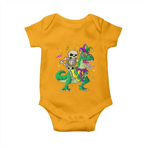Mardi Gras Funny Skeleton On Dinosaur Jester Beads Baby Onesie TS09 Gold Print Your Wear