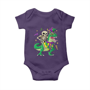 Mardi Gras Funny Skeleton On Dinosaur Jester Beads Baby Onesie TS09 Purple Print Your Wear