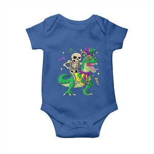 Mardi Gras Funny Skeleton On Dinosaur Jester Beads Baby Onesie TS09 Royal Blue Print Your Wear