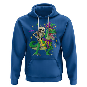 Mardi Gras Funny Skeleton On Dinosaur Jester Beads Hoodie TS09 Royal Blue Printyourwear