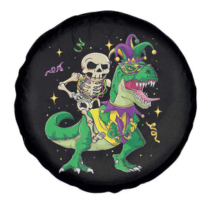Mardi Gras Funny Skeleton On Dinosaur Jester Beads Spare Tire Cover TS09 Print Your Wear
